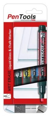 Pentel krétamarker törölhető folyékony fordítható heggyel 2-4 mm 4 db-os szett- piros, kék, sárga, fehér